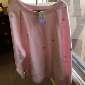 Women's Pink Sweater with Heart Accents